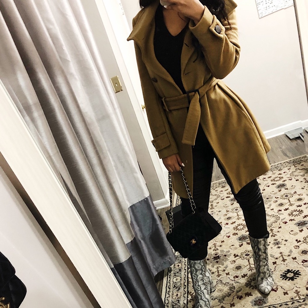 Brown cashmere and wool winter coat